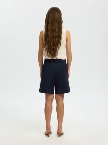 SELECTED Wide Leg Lærredsbukser i blå