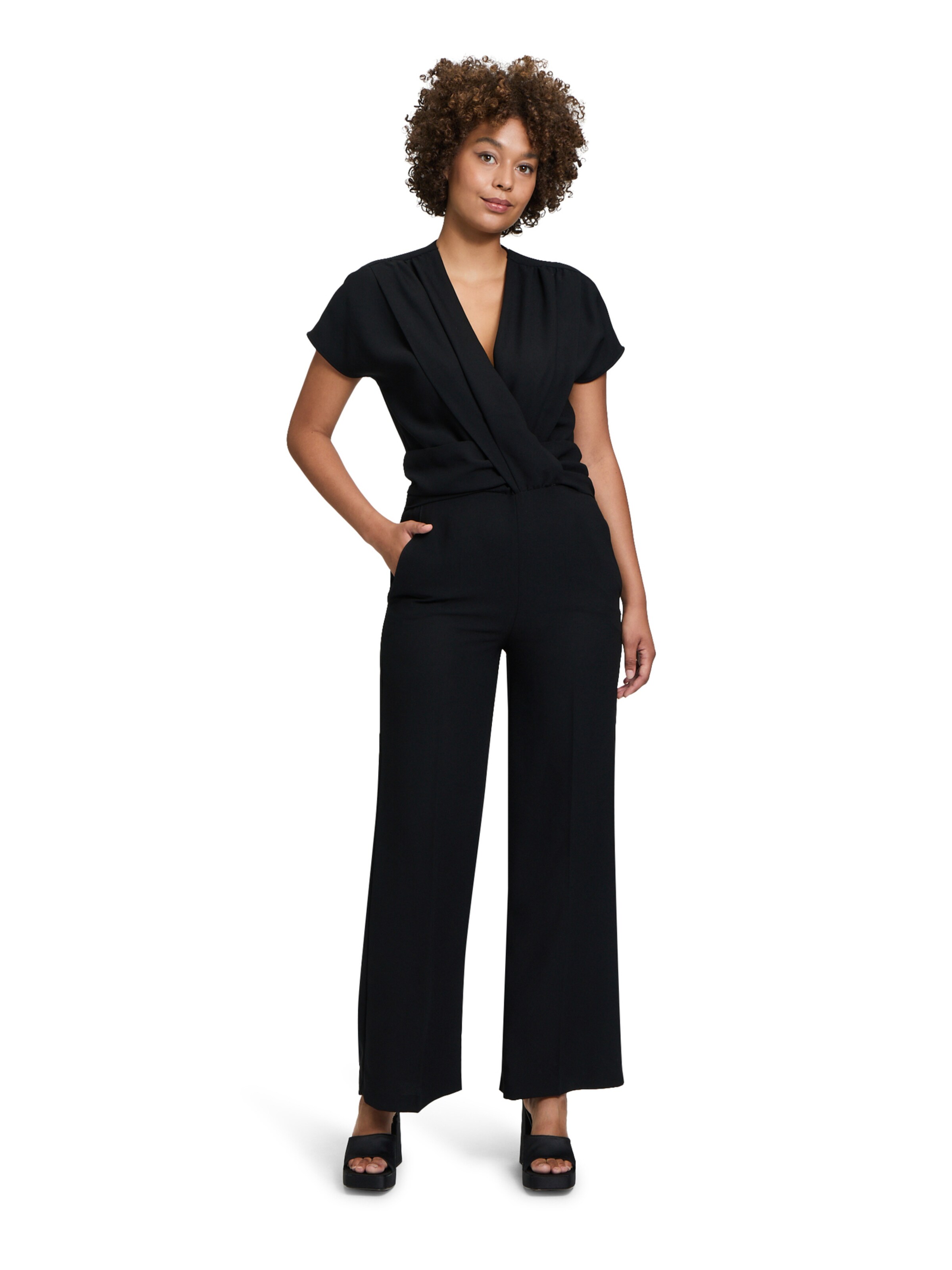 Cartoon Jumpsuit in Black: front