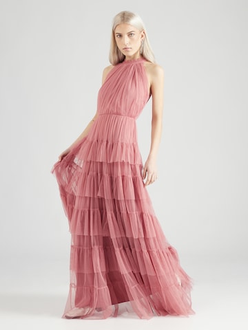 Maya Deluxe Evening Dress in Pink: front