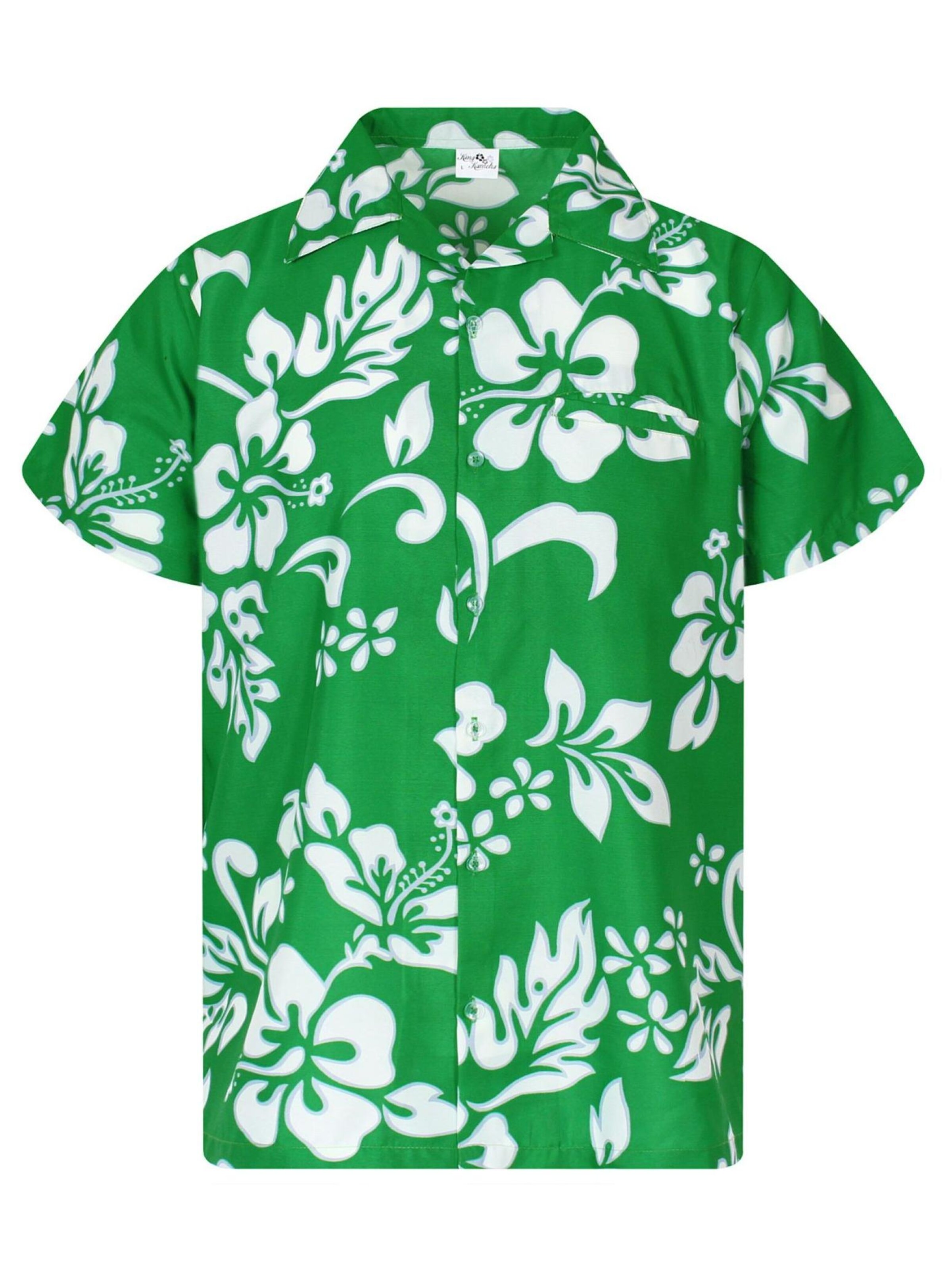 King Kameha Shirt 'Hibiscus' in Green: front