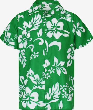 King Kameha Shirt 'Hibiscus' in Grün: Vorderseite