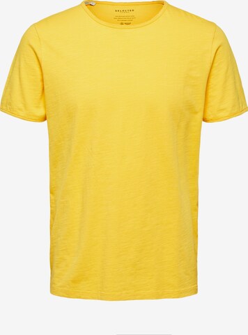 T-Shirt 'SLHMORGAN' SELECTED HOMME en jaune : devant