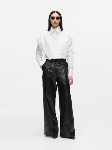 Karl Lagerfeld - Perna larga Calças em preto: frente