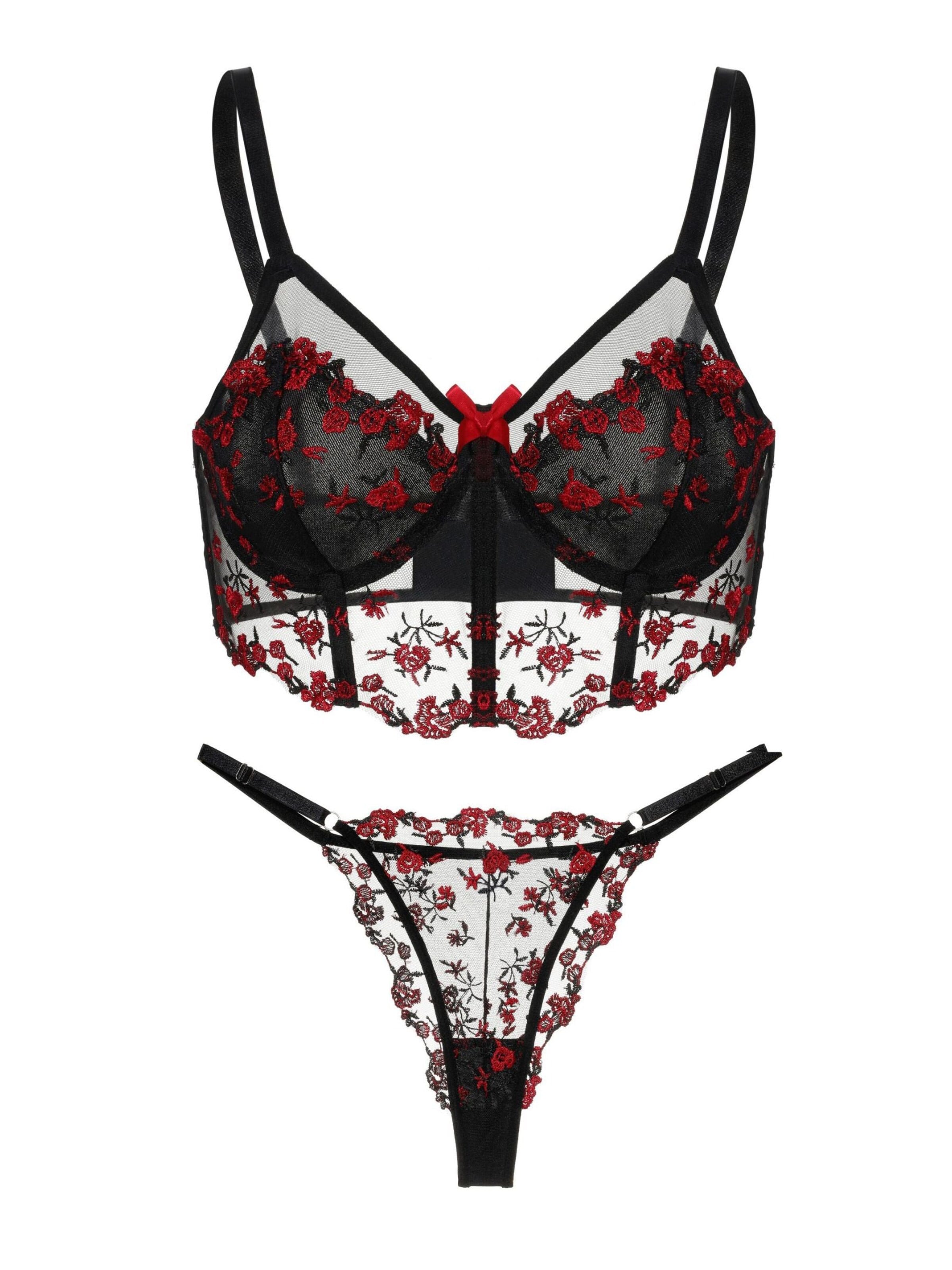 Orchibelle Balconette Underwear Sets in Black: front