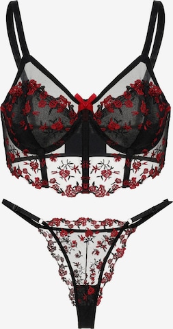 Orchibelle Balconette Underwear Sets in Black: front