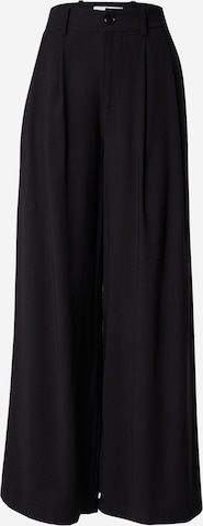 Everly - Pierna ancha Pantalón plisado en negro: frente