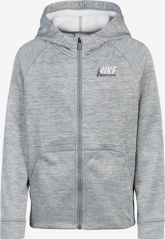 NIKE Athletic Zip-Up Hoodie in Grey: front