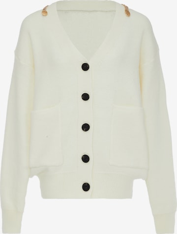 caissa Knit Cardigan in White: front