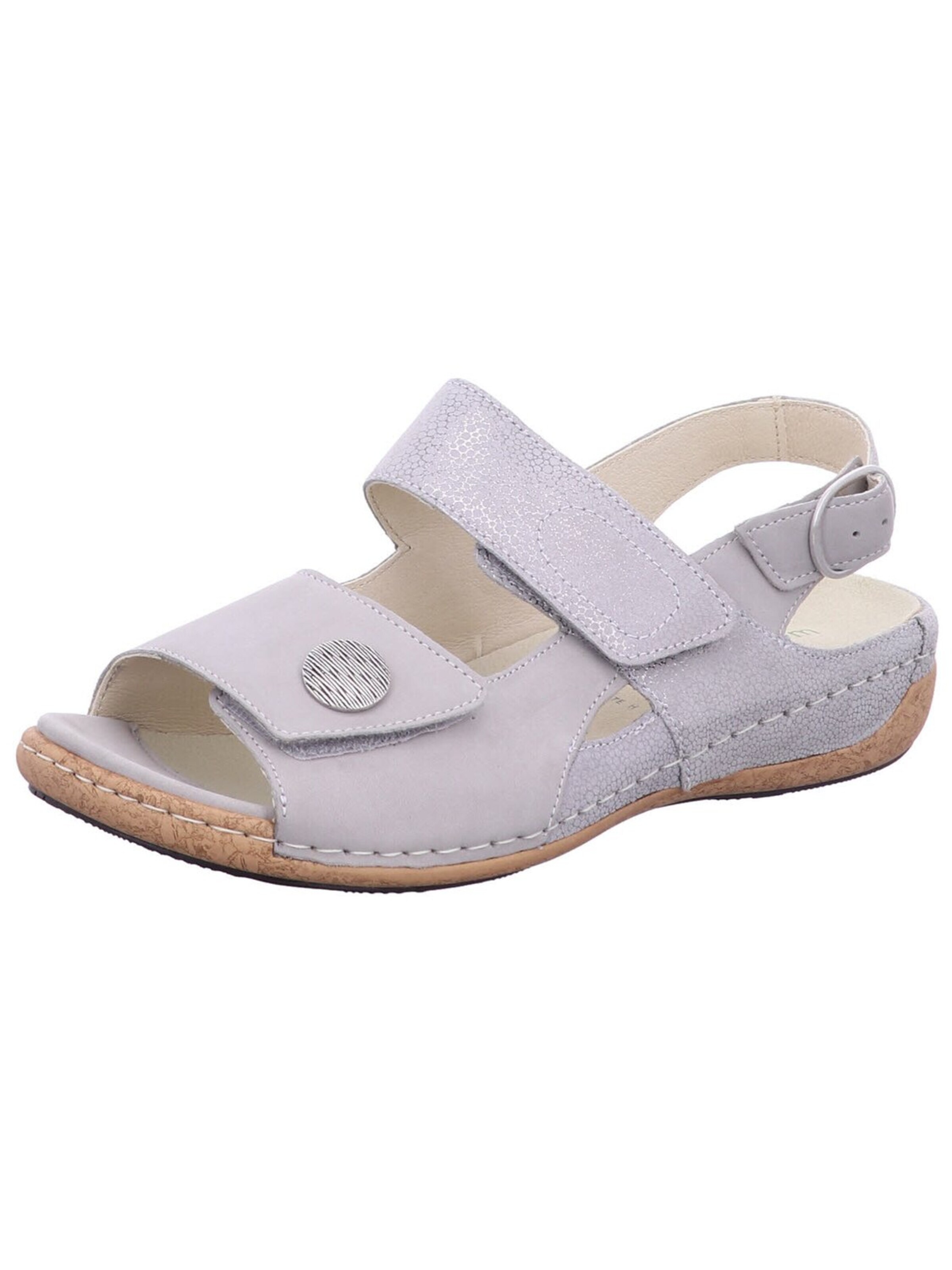 Sandales 'Sandalette Damen 342002-209 070 Echtleder in grau' WALDLÄUFER en gris : devant