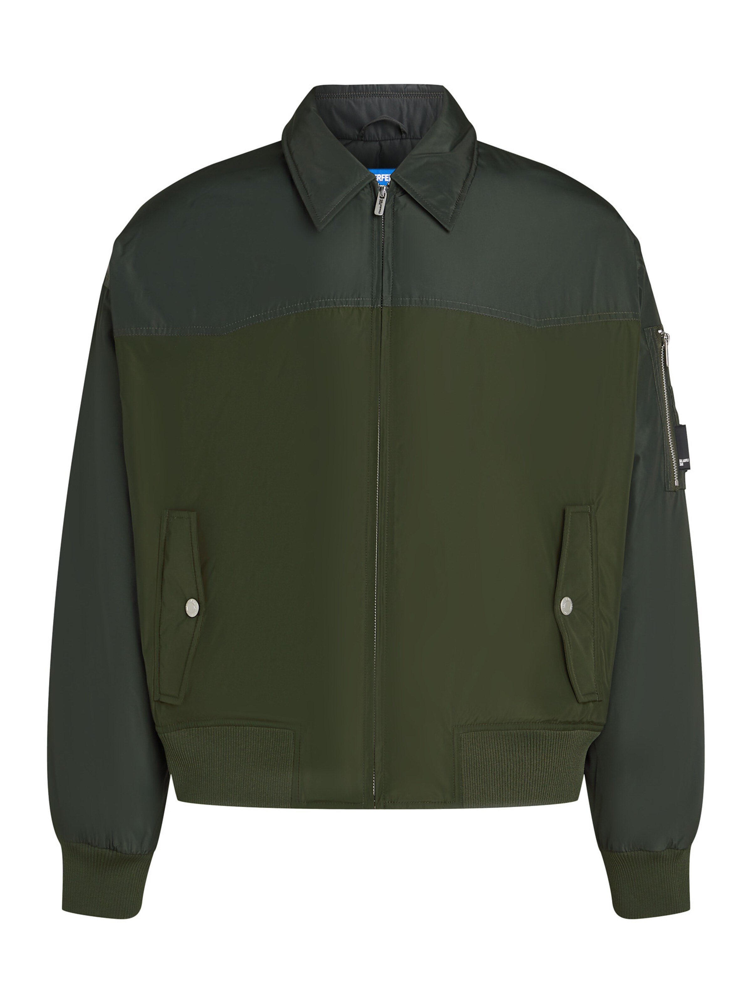 KARL LAGERFELD JEANS Φθινοπωρινό και ανοιξιάτικο μπουφάν σε πράσινο: μπροστά