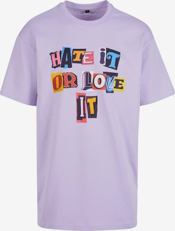 MT Upscale Shirt 'Hate it or Love it' in Lila: voorkant