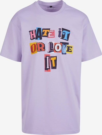 MT Upscale T-Krekls 'Hate it or Love it', krāsa - zils / dzeltens / debesu lillā / oranžs / melns, Preces skats