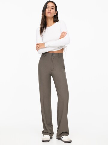 Wide leg Pantaloni con piega frontale di Pull&Bear in marrone
