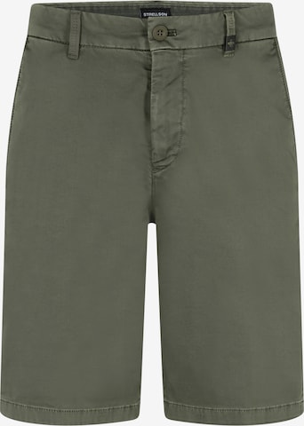 STRELLSON Slim fit Trousers with creases 'Crush' in Green: front