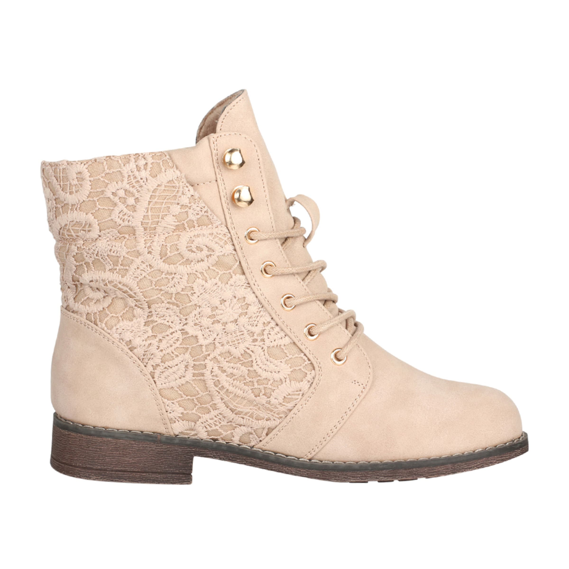 Elara Snørestøvletter i beige