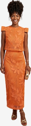 Fulgor Pantsuit 'Conjunto Taylor Midi em Laise Floral com Forro - Laranja Vibrante' in Orange: front