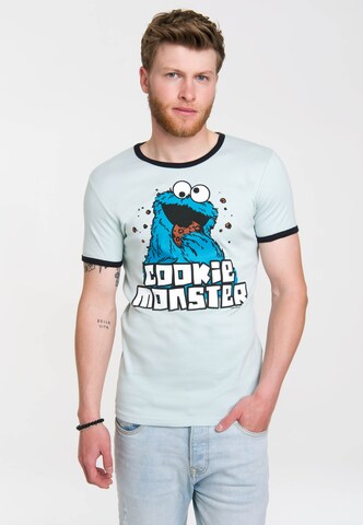 LOGOSHIRT Shirt 'Cookie Monster' in Blue: front
