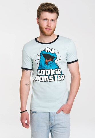 LOGOSHIRT Shirt 'Cookie Monster' in Blau: predná strana