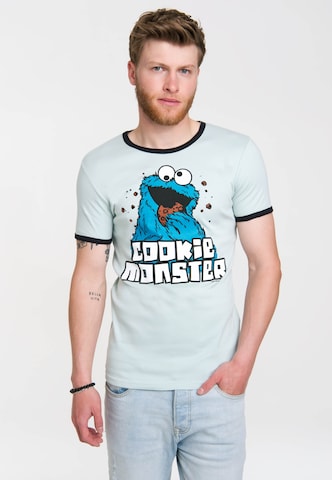 LOGOSHIRT Shirt 'Cookie Monster' in Blauw: voorkant