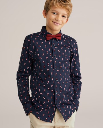 WE Fashion Regular fit Button Up Shirt in Blue: front