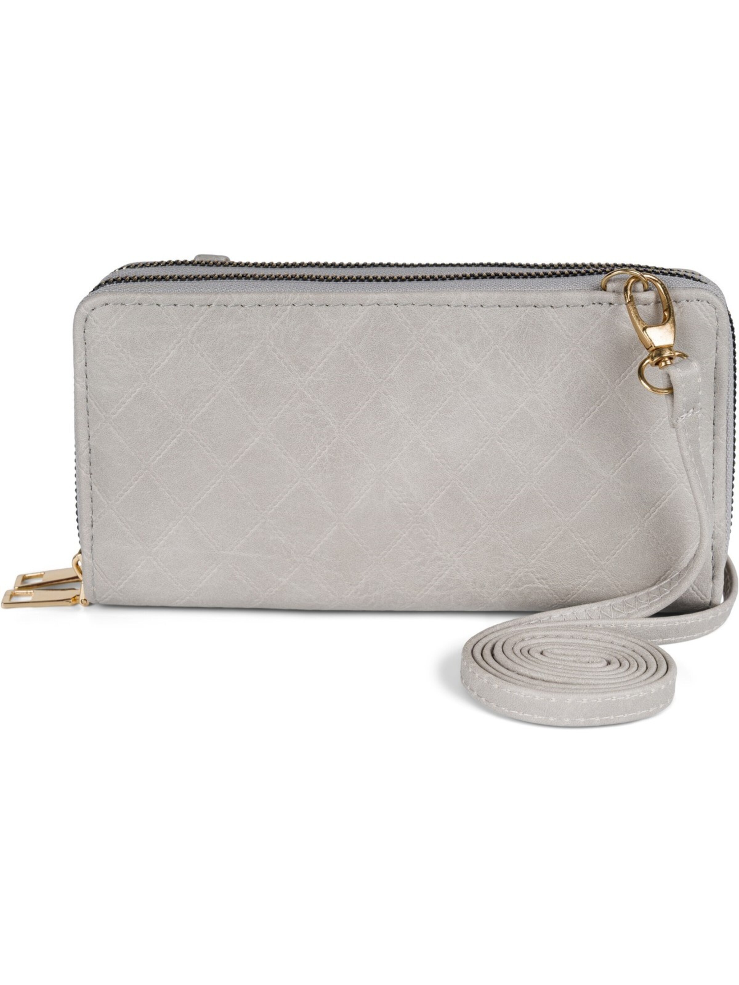 styleBREAKER Crossbody bag '2 in 1 Umhängetasche - Geldbörse Rauten' in Grey: front