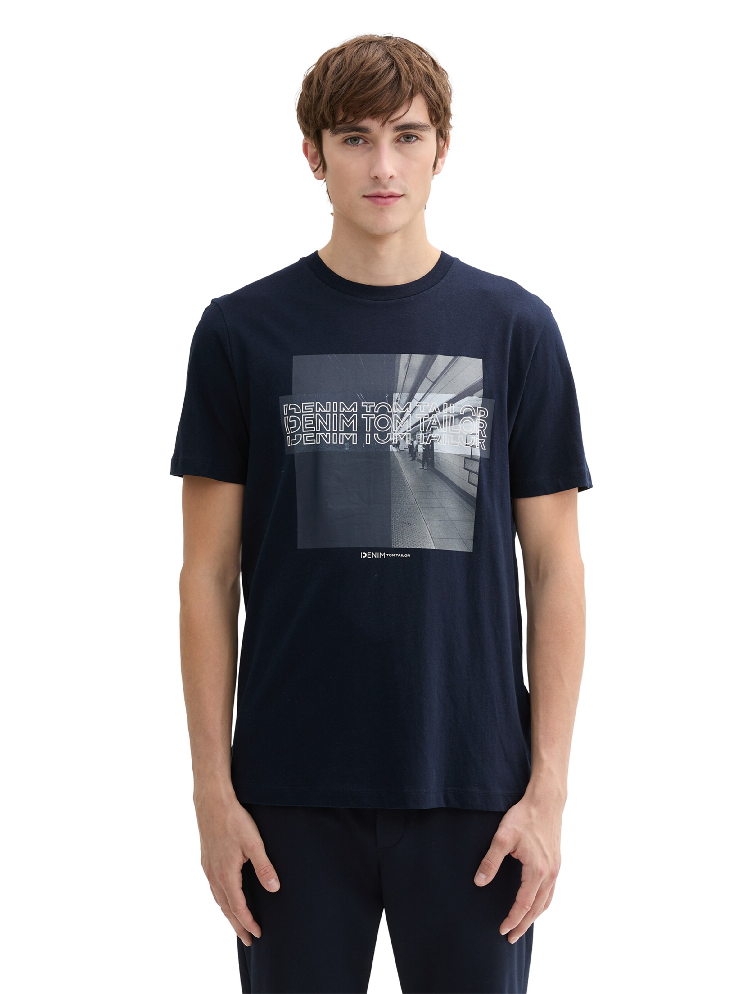 TOM TAILOR DENIM Tričko - Modrá: predná strana