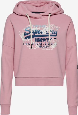 Superdry Sweatshirt 'VINTAGE VL NARRATIVE HOOD' in Pink: predná strana