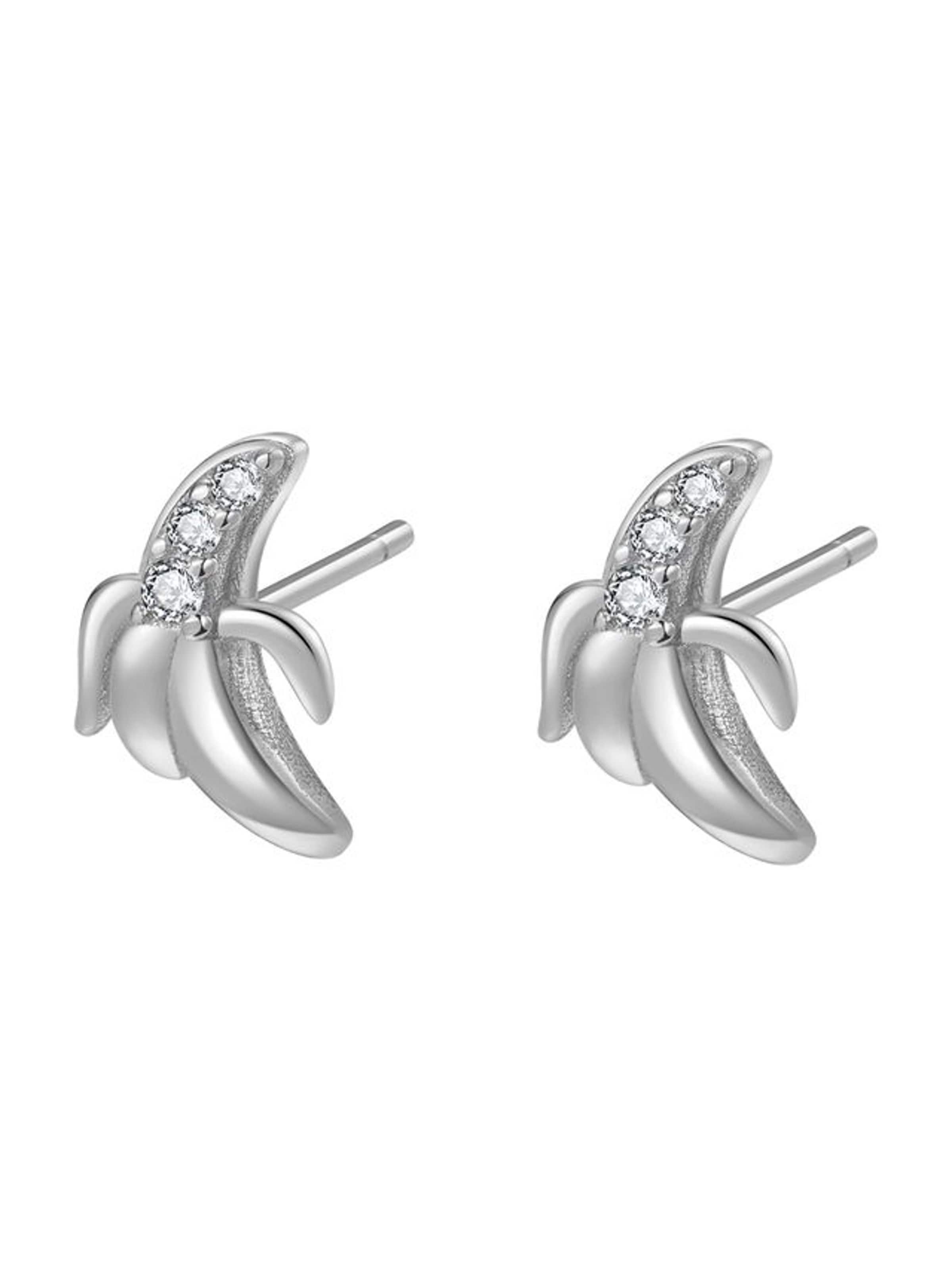 Hey Happiness - Pendientes 'Sunny Banana' en plata: frente