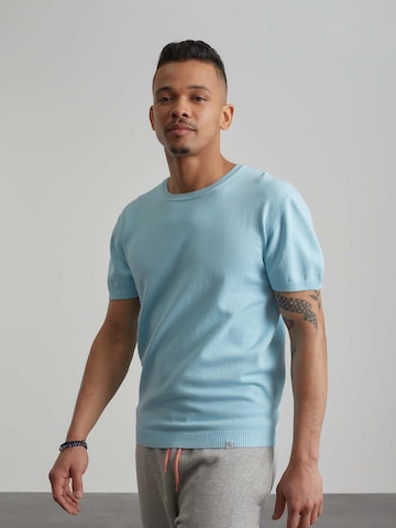 ABOUT YOU x Benny Cristo - Camisa 'Bastian' em azul: frente