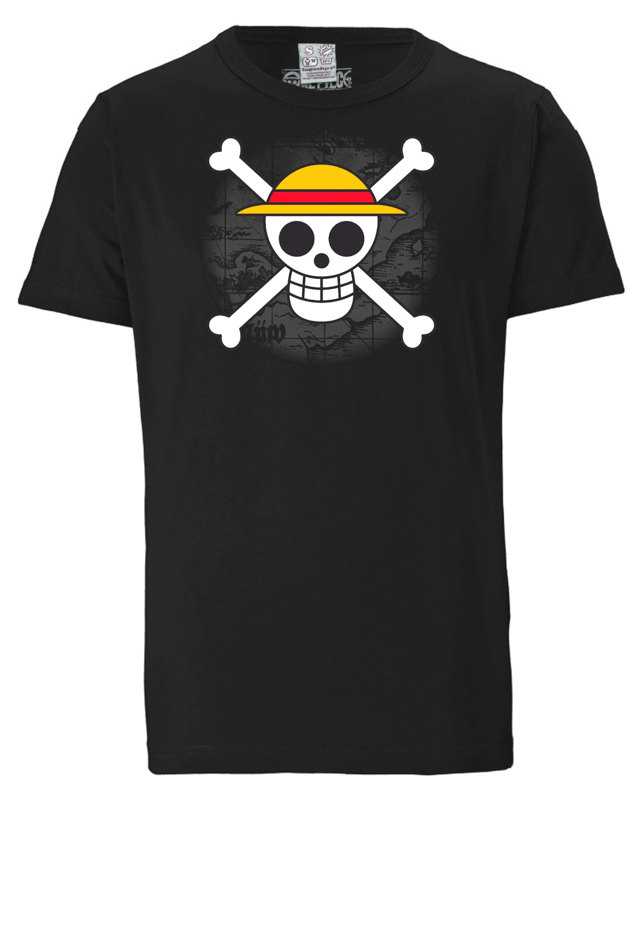 LOGOSHIRT Shirt 'One Piece - Skull' in Black: front