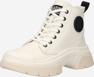 Palladium Lace-Up Ankle Boots in White: front