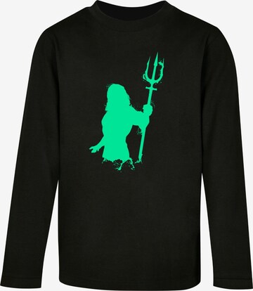 ABSOLUTE CULT Shirt 'Aquaman - Aqua Silhouette' in Zwart: voorkant