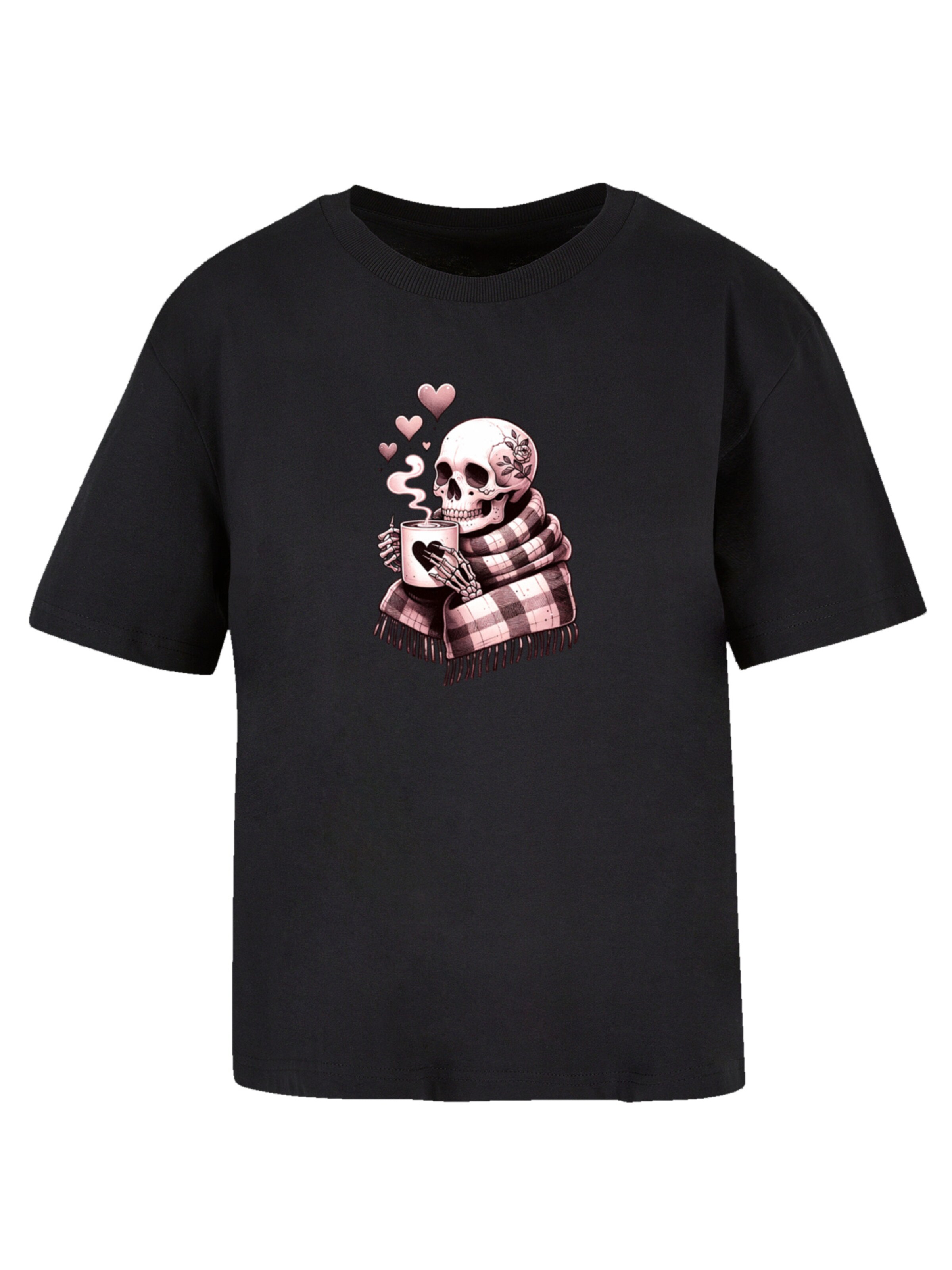 T-shirt 'Cozy Winter Skelett' F4NT4STIC en noir : devant