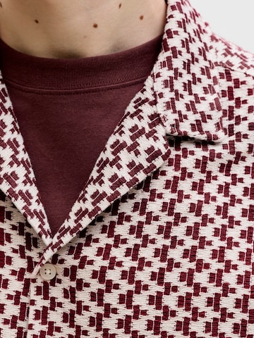 JACK & JONES Regular fit Button Up Shirt 'JORMONTAUK' in Red