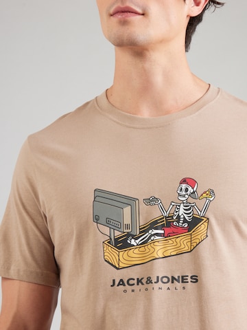 JACK & JONES Póló 'JORSKULL' - barna