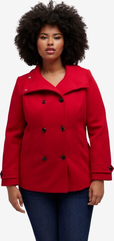 Ulla Popken Between-Seasons Coat in Red: front