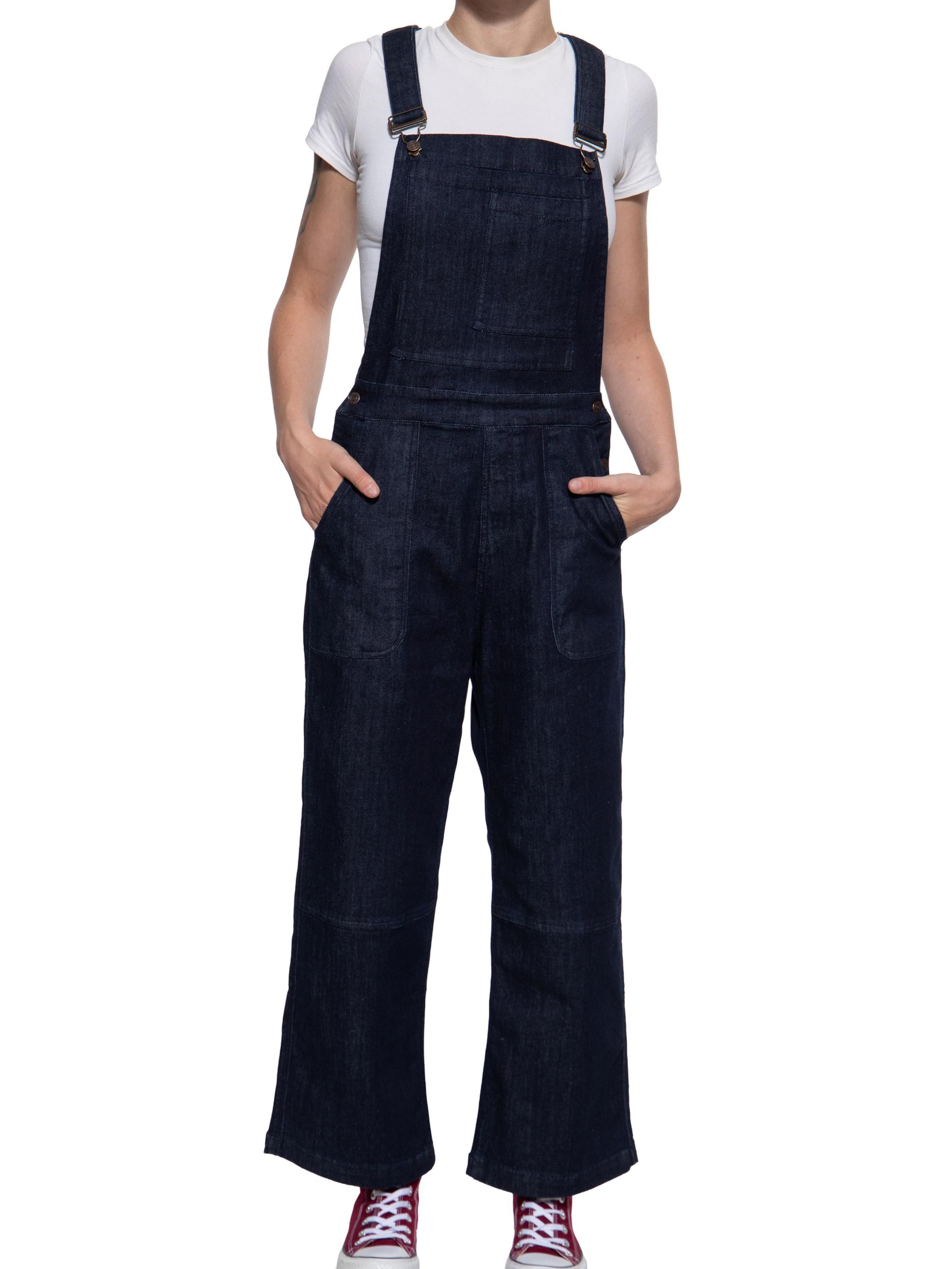 Queen Kerosin Slim fit Jean Overalls in Blue: front