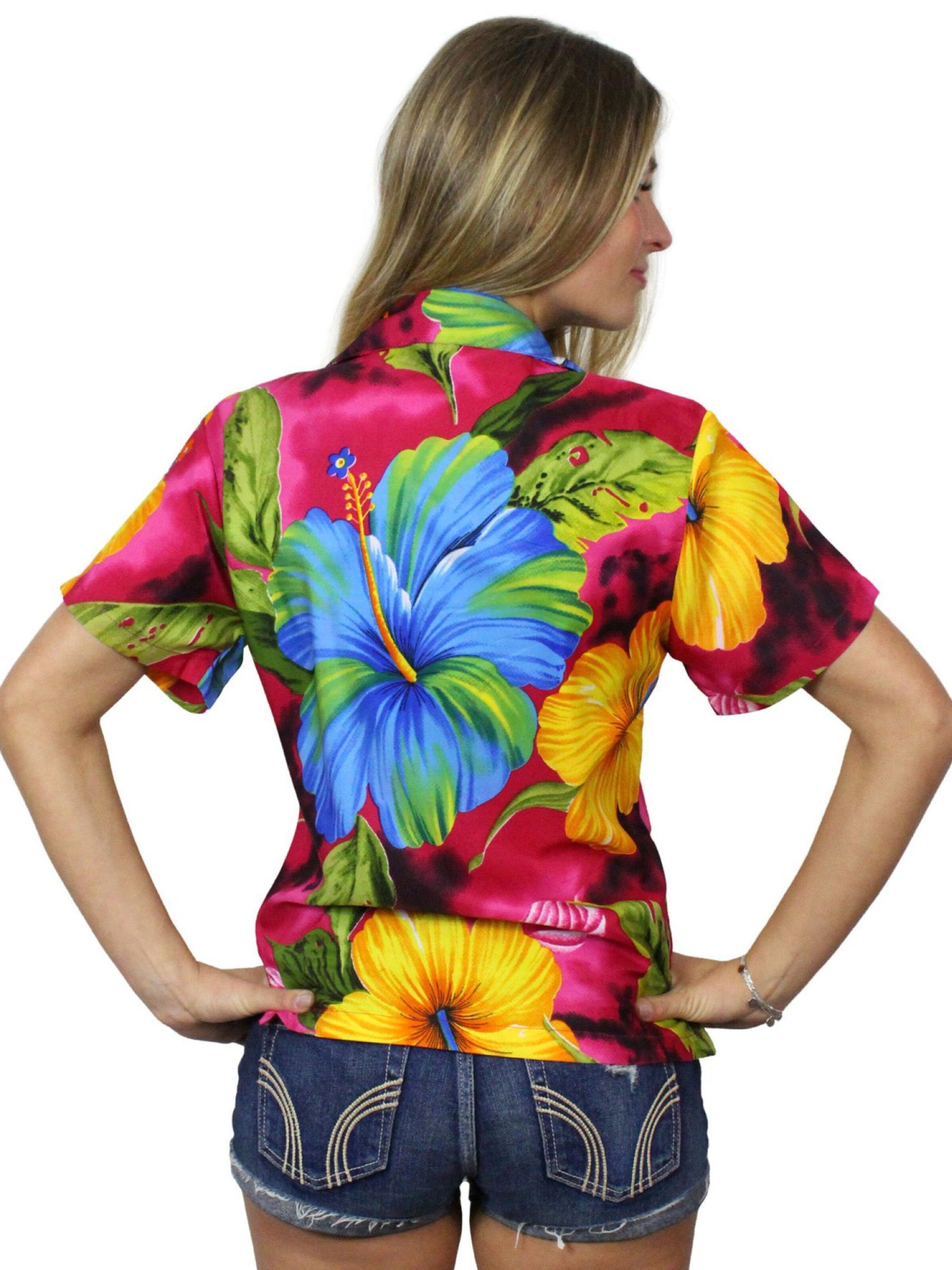 King Kameha Blouse 'Big Flower' in Pink