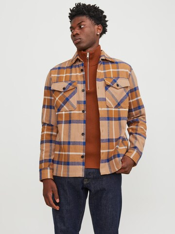 JACK & JONES Regular fit Button Up Shirt 'Roy' in Brown: front