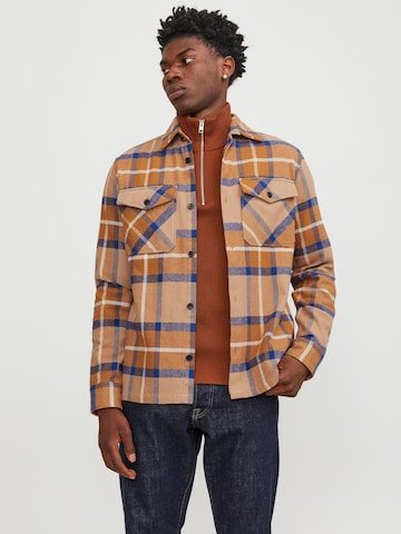 JACK & JONES Regular fit Button Up Shirt 'Roy' in Brown: front