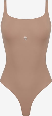 GOD SAVE QUEENS Body 'Second Skin Square-Neck Bodysuit' w kolorze brązowy: przód