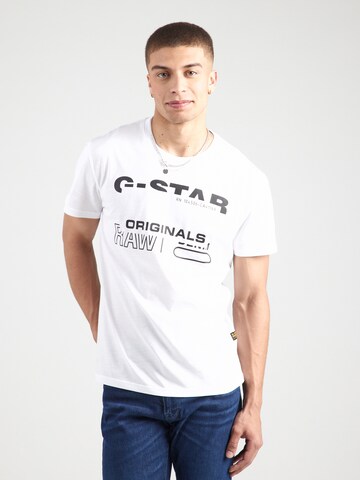 G-STAR Μπλουζάκι σε λευκό: μπροστά