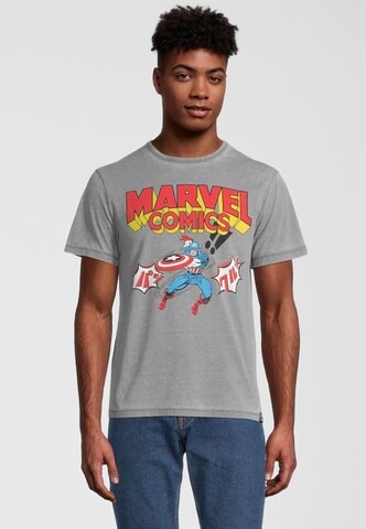 Recovered Shirt 'Marvel Comics Captain America Japan' in Grey: front