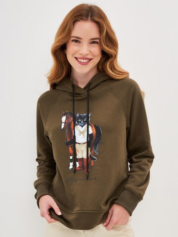Pull-over 'RIDER CAT' CAT by Maniita Lacitta en vert : devant