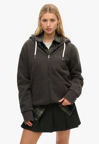 Superdry & Co Zip-Up Hoodie in Black: front