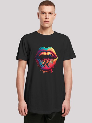 F4NT4STIC Shirt 'Drooling Lips' in Schwarz: Vorderseite