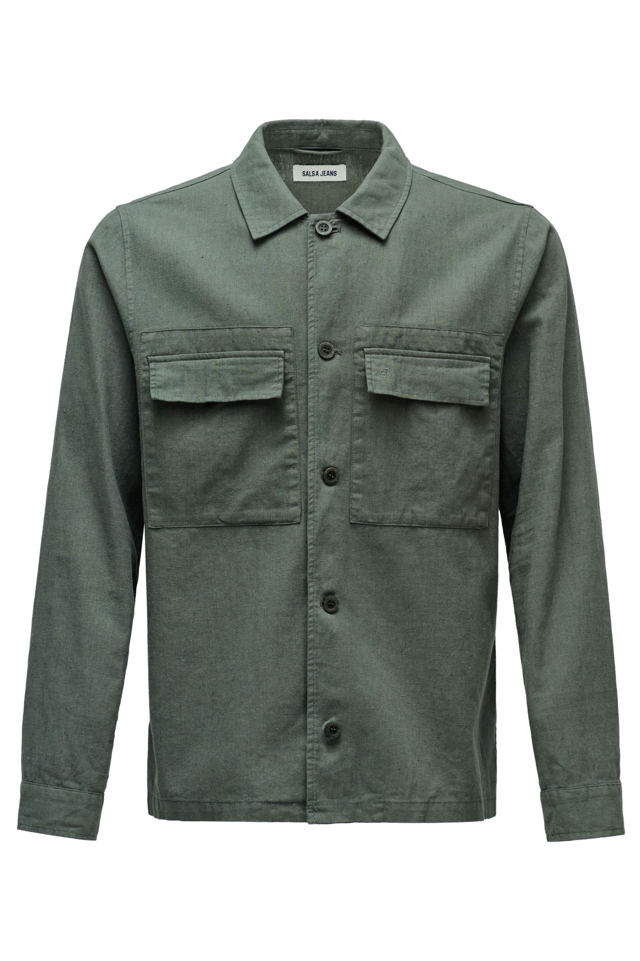 Coupe regular Chemise Salsa Jeans en vert : devant