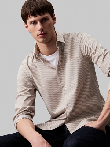 Calvin Klein Regular fit Button Up Shirt in Beige