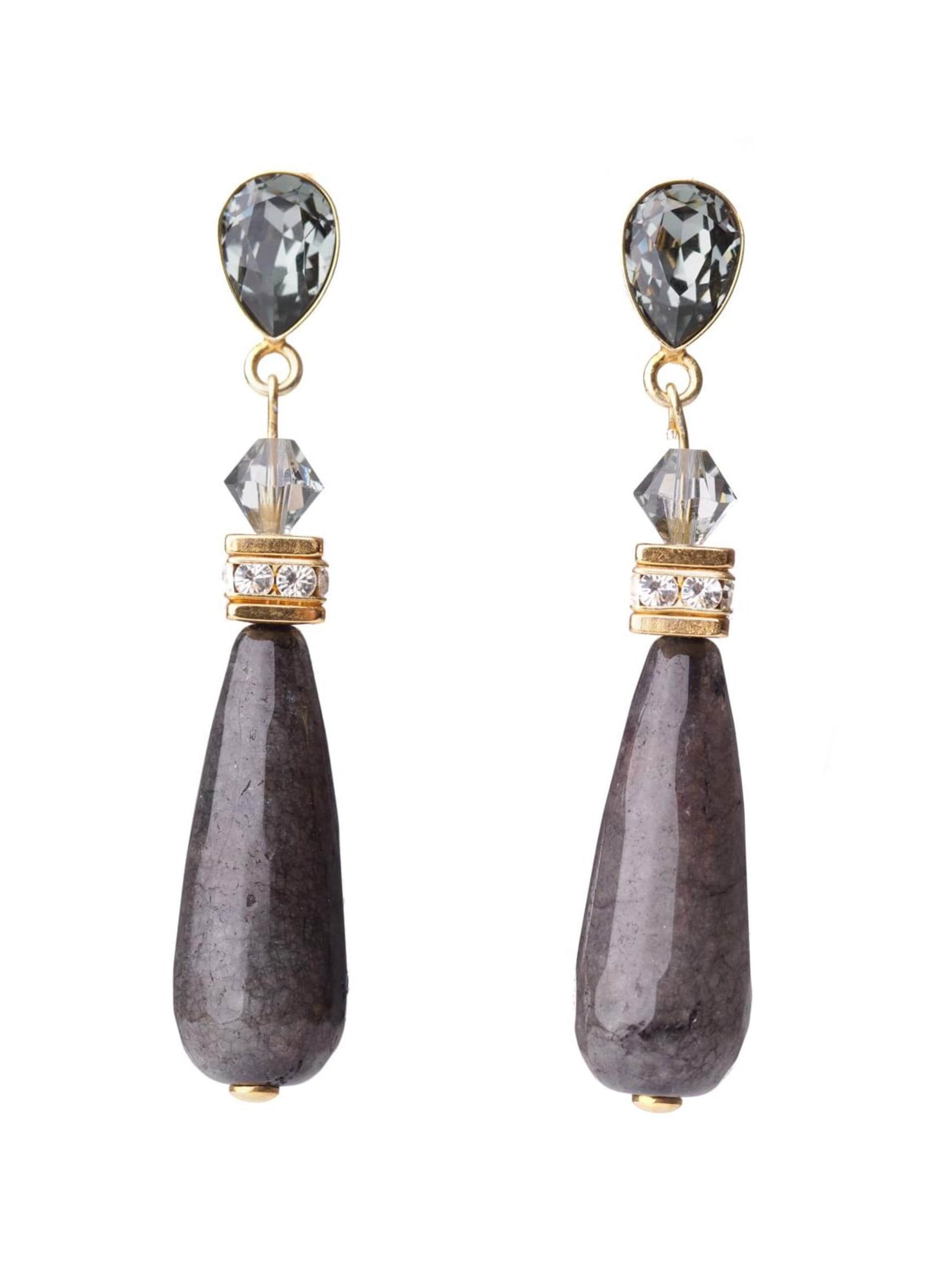 THE GEM STORIES JEWELRY Σκουλαρίκια 'Midnight Lumière Drop Earrings' σε μαύρο: μπροστά