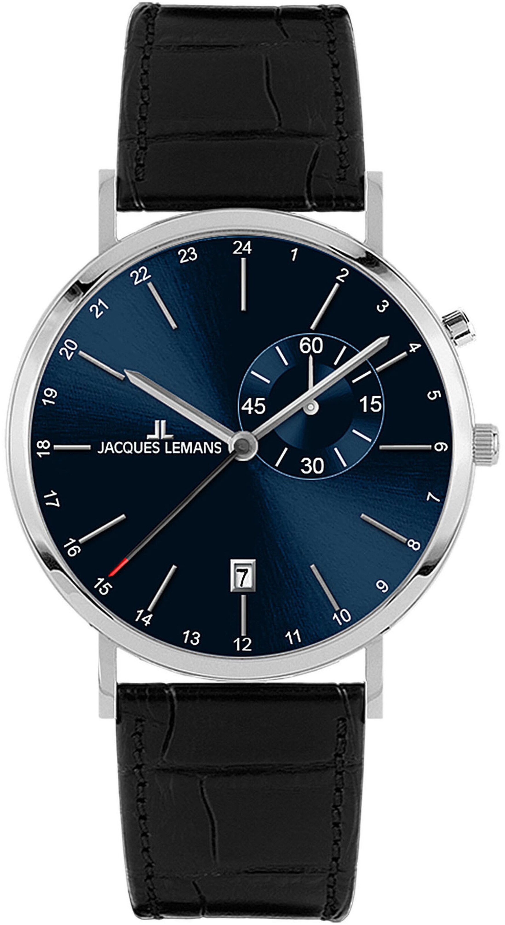 Jacques Lemans Analoguhr in Silber: Vorderseite